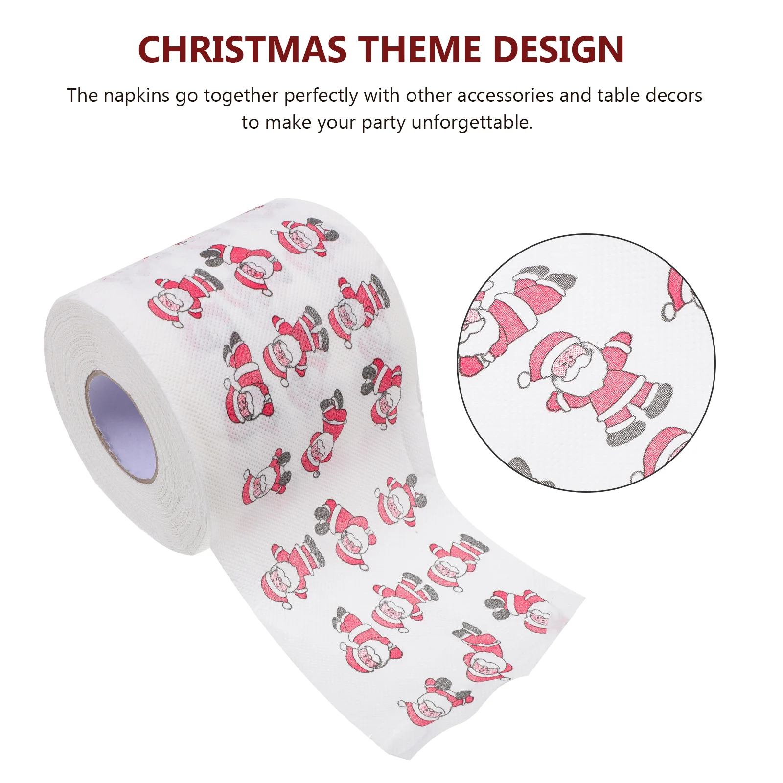 

4 Rolls Christmas Toilet Xmas Pattern Napkin Shop Towels Disposable Dinner Tissues Paper Themed Face Reel