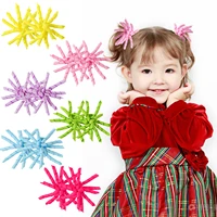 1 pair new solid color curly ribbon hair bows clips girl korker tassel ponytail holders kids hairpins hairgrip hair accessories