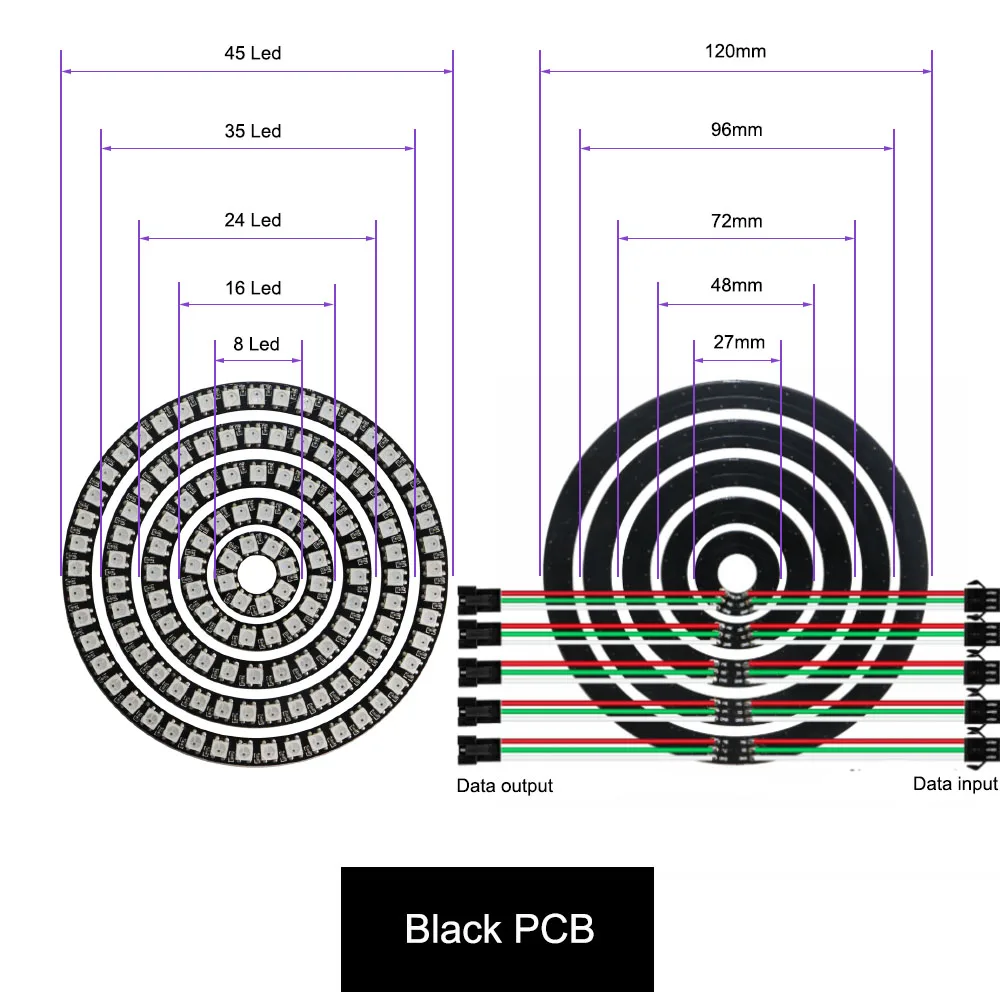 WS2812 круглые светодиодные модули RGB светодиодный Кольцо Полный Цвет встроенный
