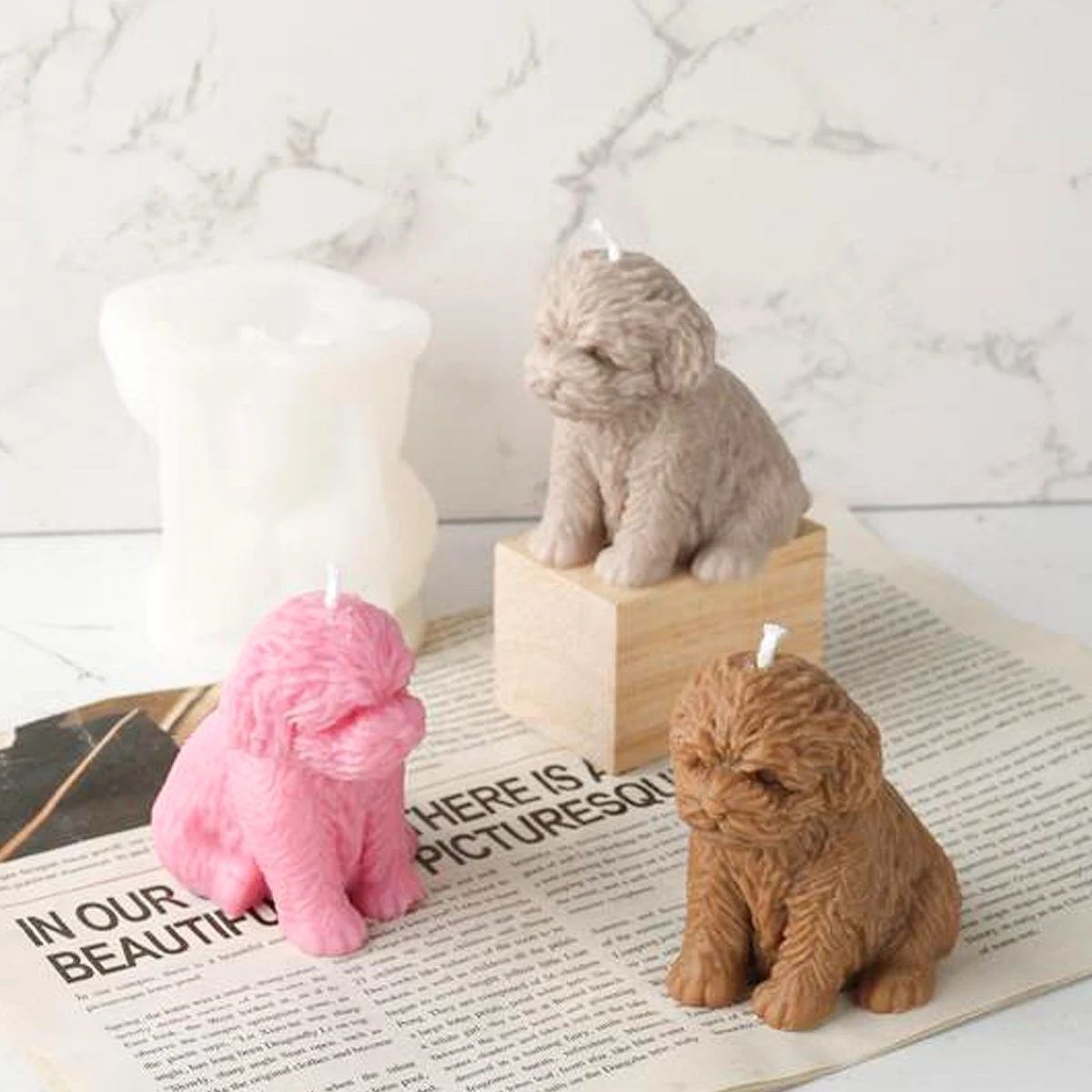 Силиконовая форма Тедди щенок свеча сделай сам милая животная собака пластырь