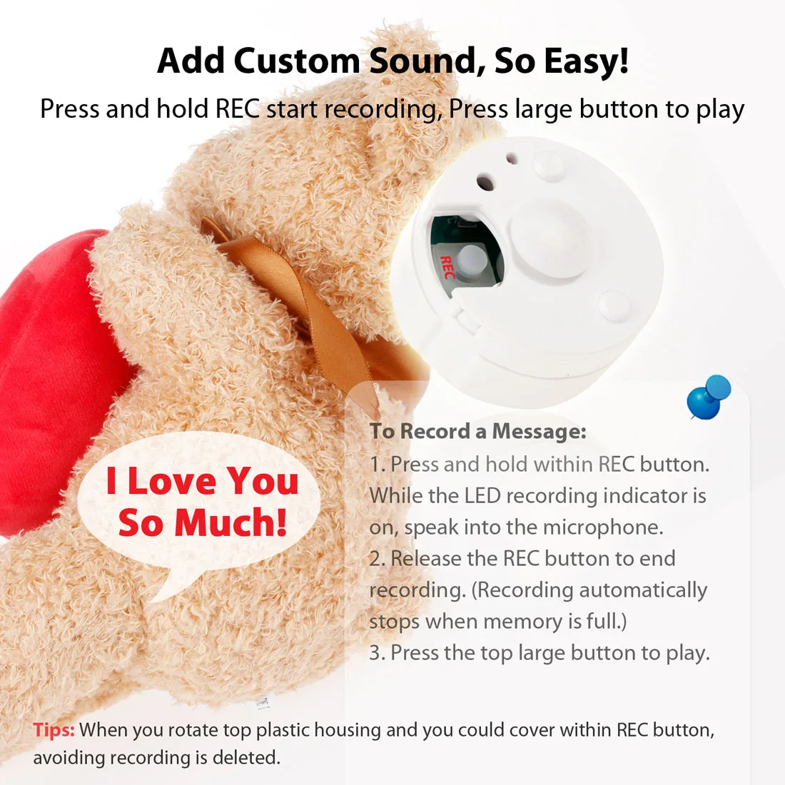 Мини-диктофон 30-секундный медведь голосовая коробка персональные сообщения на