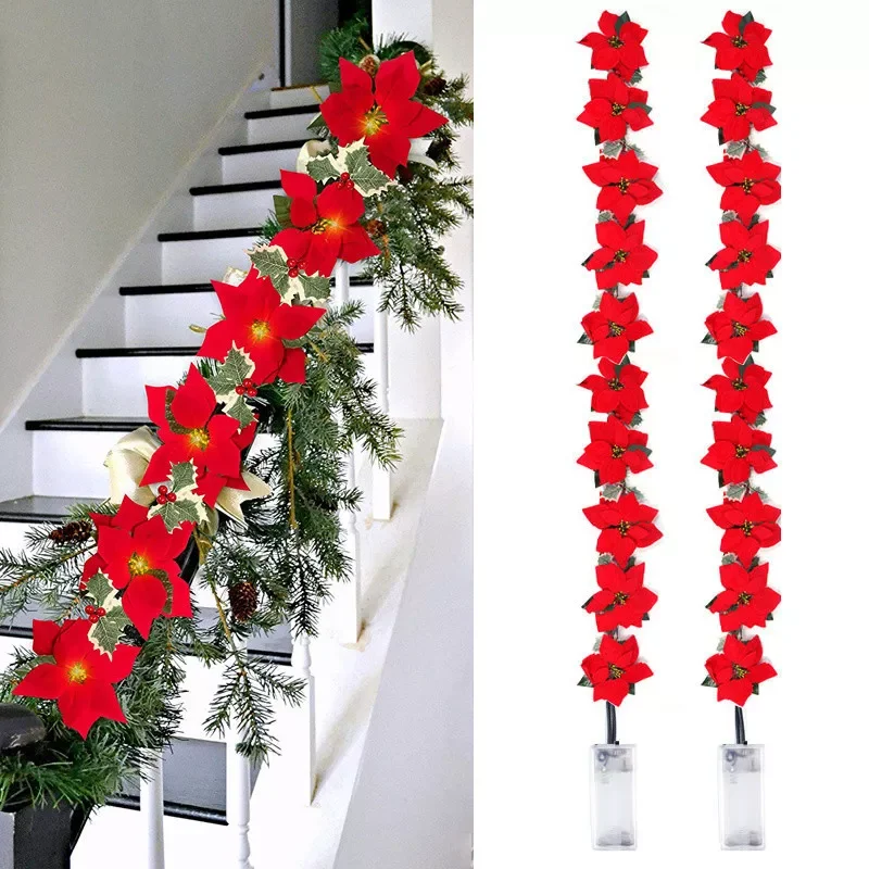 

2M 10LED Christmas Flannel Flower Light String Christmas Decoration For Home 2022 Christmas Ornaments Natal New Year Table Decor