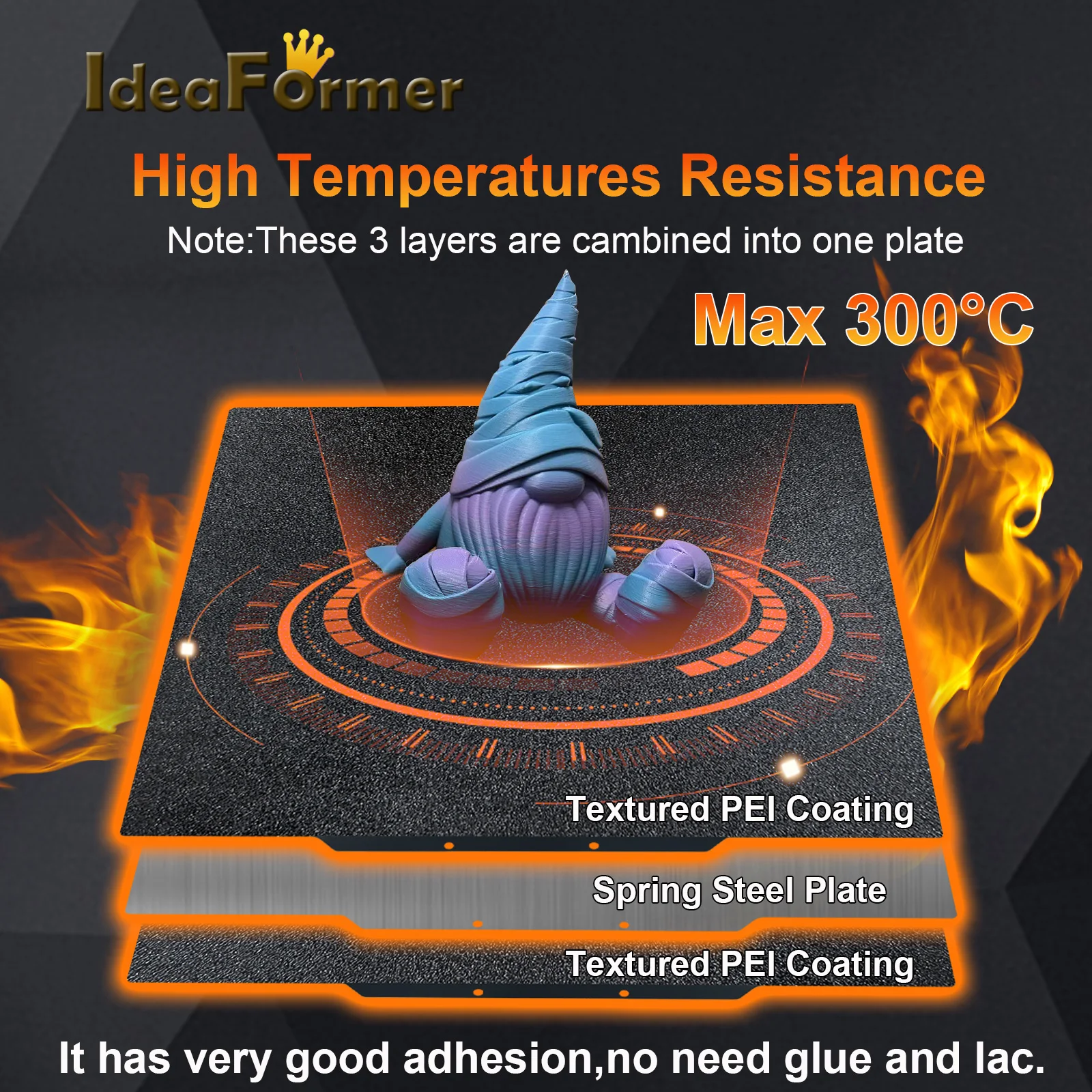 Усиленный тепловой стол PEI PEO PET для Anycubic kobra 2 Max 430x430 мм строительная пластина