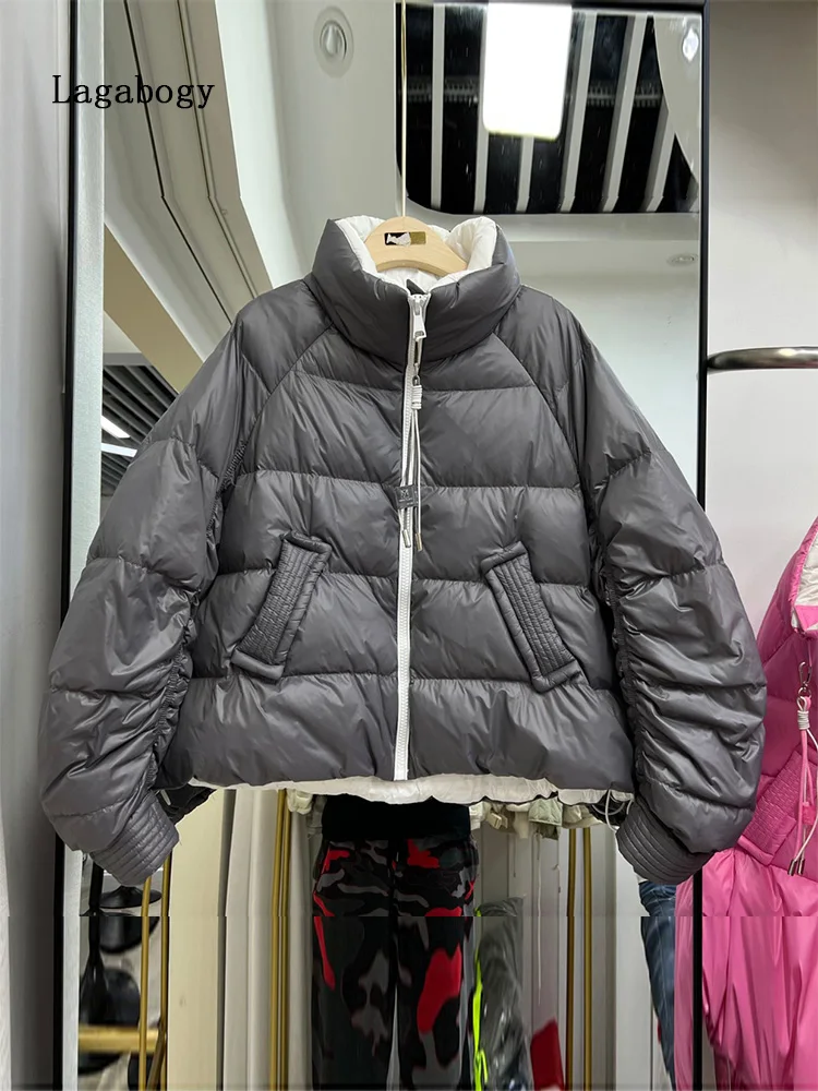 

Lagabogy 2022 New Winter 90% White Duck Down Parka Women Warm Short Thicken Puffer Jackets Female Loose Coats Snow Outwear
