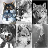 5d diy diamond painting animal wolf black and white picture full drill embroidery cross stitch mosaic rhinestone art home decor