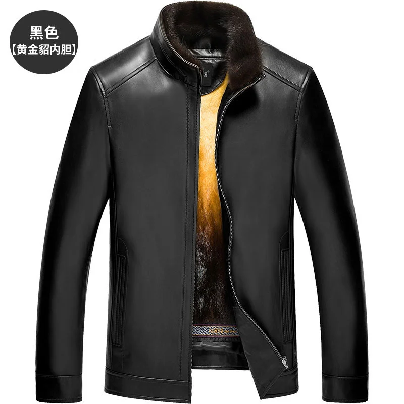

Genuine Leather Men Winter Mens Gold Fur Liner Warm Plus Size Mink Jackets LN-171021 YY326