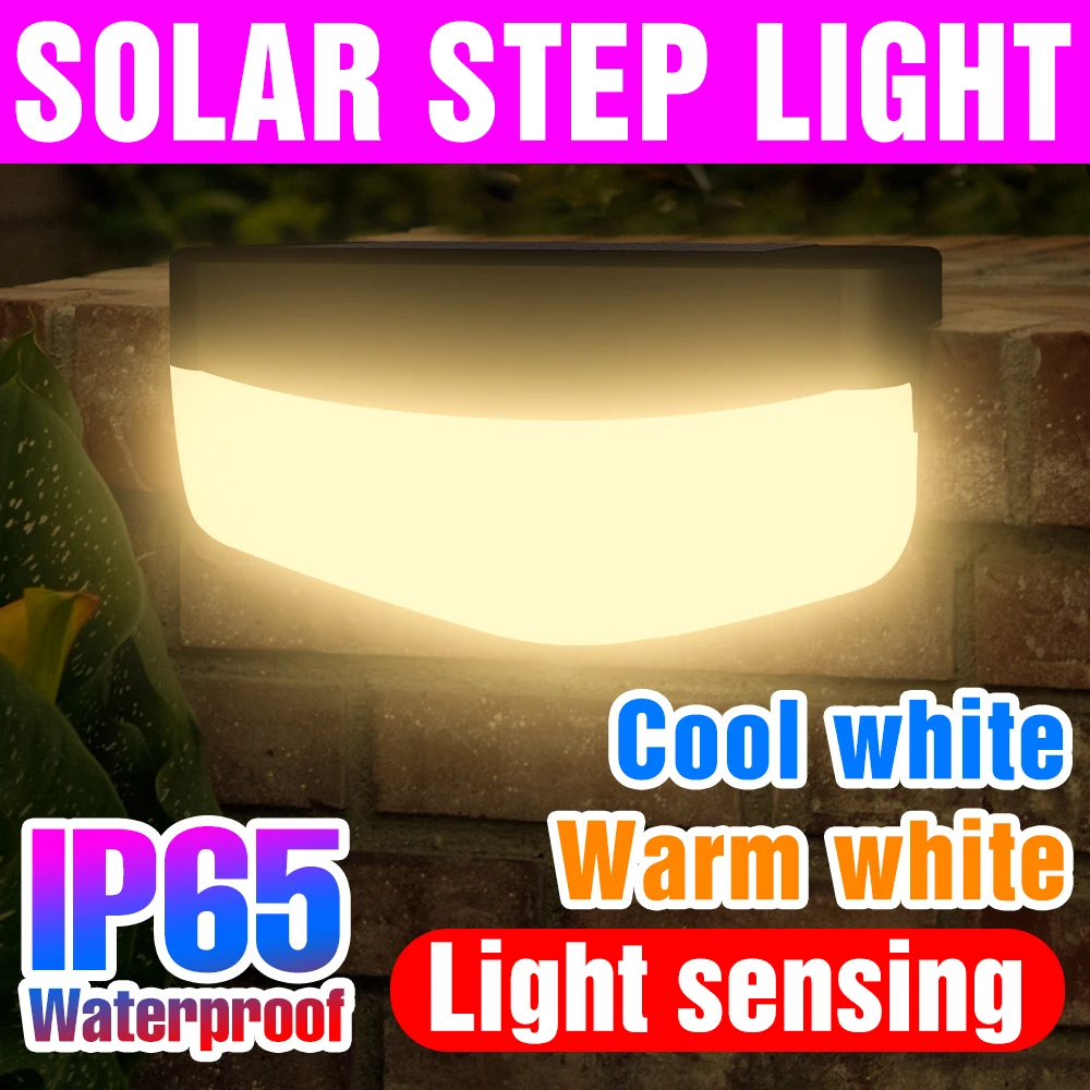 

LED Outdoor Solar Garden Light Sunlight Powered Stair Lamp IP65 Waterproof Solar Deck Light For Balcony Patio Fence Decoration