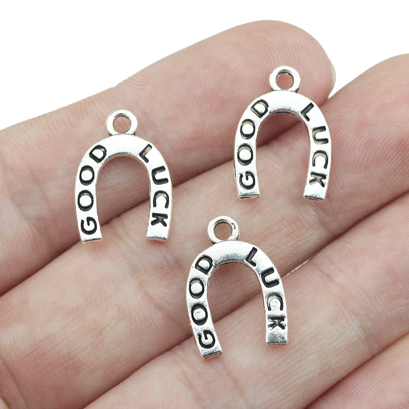 

20pcs/lot 12*17mm Good Luck Horseshoe Charm Antique Silver Pendant For DIY Necklace Jewelry Making Gift Craft