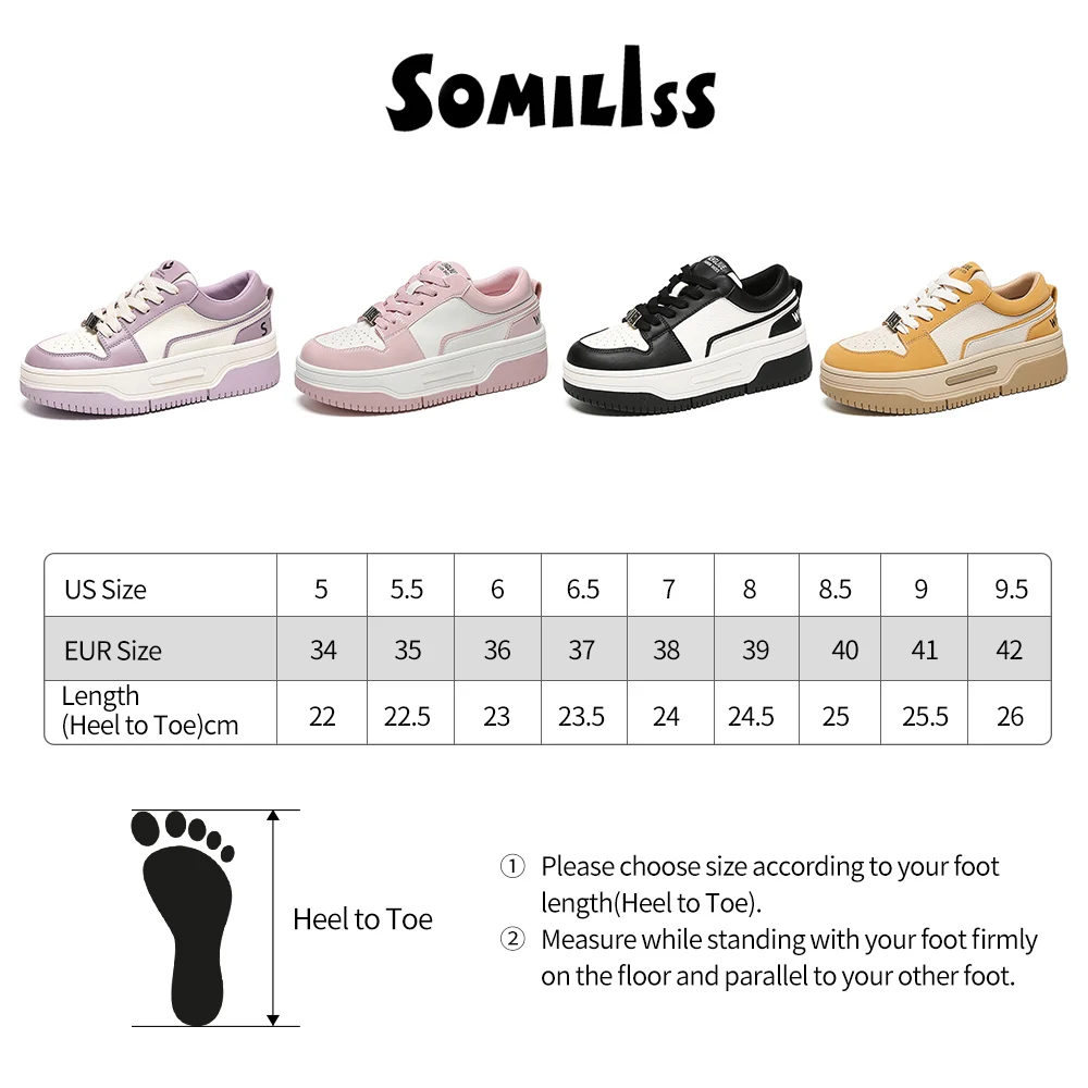 SOMILISS Women Sneakers Genuine Leather Causal Shoes Round Toe Cross Tied Platform Sole Ladies Spring Chunky Sneaker Handmade