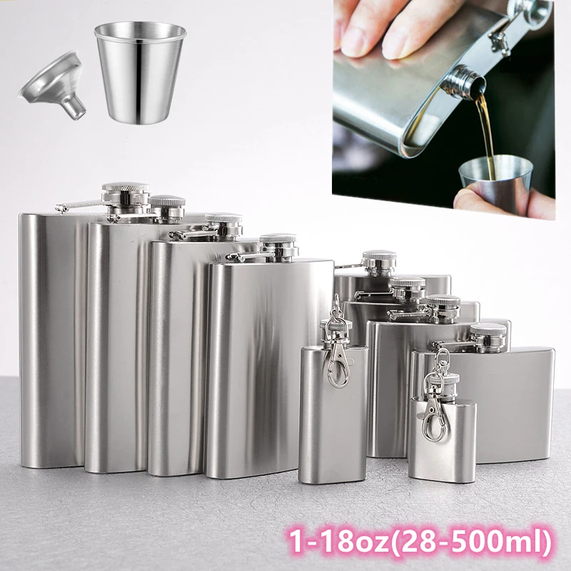 

1-18 oz Wine Whisky Pot Bottle Hip Flasks Drinker Alcohol Bottle Portable Stainless Steel Drinkware for Whiskey Tequila Liquor