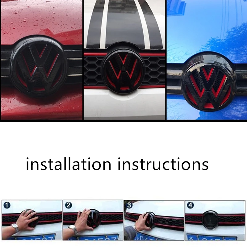 Фото Эмблемы на переднюю решетку радиатора для автомобилей VOLKSWAGEN VW, для VW Volkswagen Golf 6 7 MK, Polo, GTI, Passat, наклейки-логотипы на крышку багажника №4