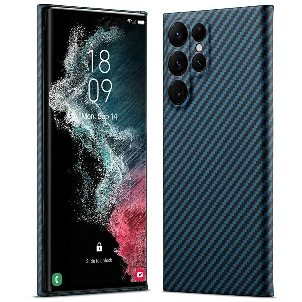

Carbon fiber Phone Case For Samsung Galaxy S22 Ultra Slim Lightweight Aramid Carbon Fiber Anti-fall Busines Cover