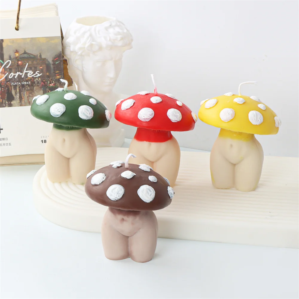 3D Mushroom Woman Body DIY Silicone Candle Mould Making Aroma Soy Wax Handmade Soap Mould Kitchen Chocolate Baking Mold