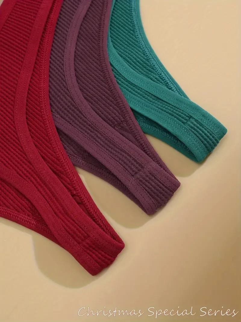 3Pcs женщины рождественские вафли стиль g-стринги хлопковые трусики дамы мягкие