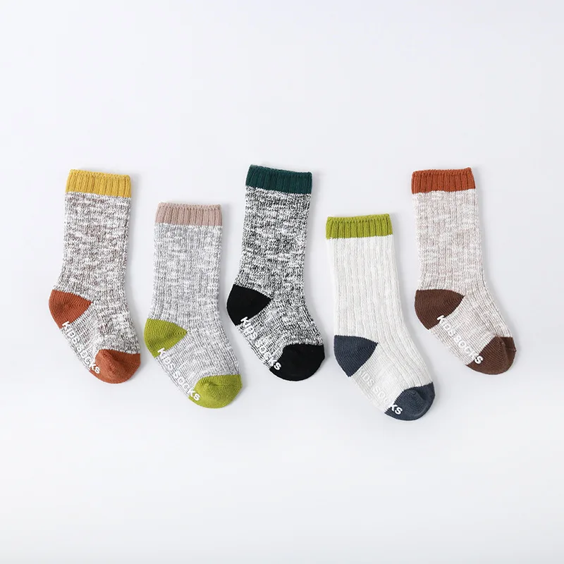 

5 Pairs/lot 0-8 Years Children's Socks Fall Winter Thickened Tube Non-slip Baby Socks Newborn Floor Socks Kids Boy Girl Socks