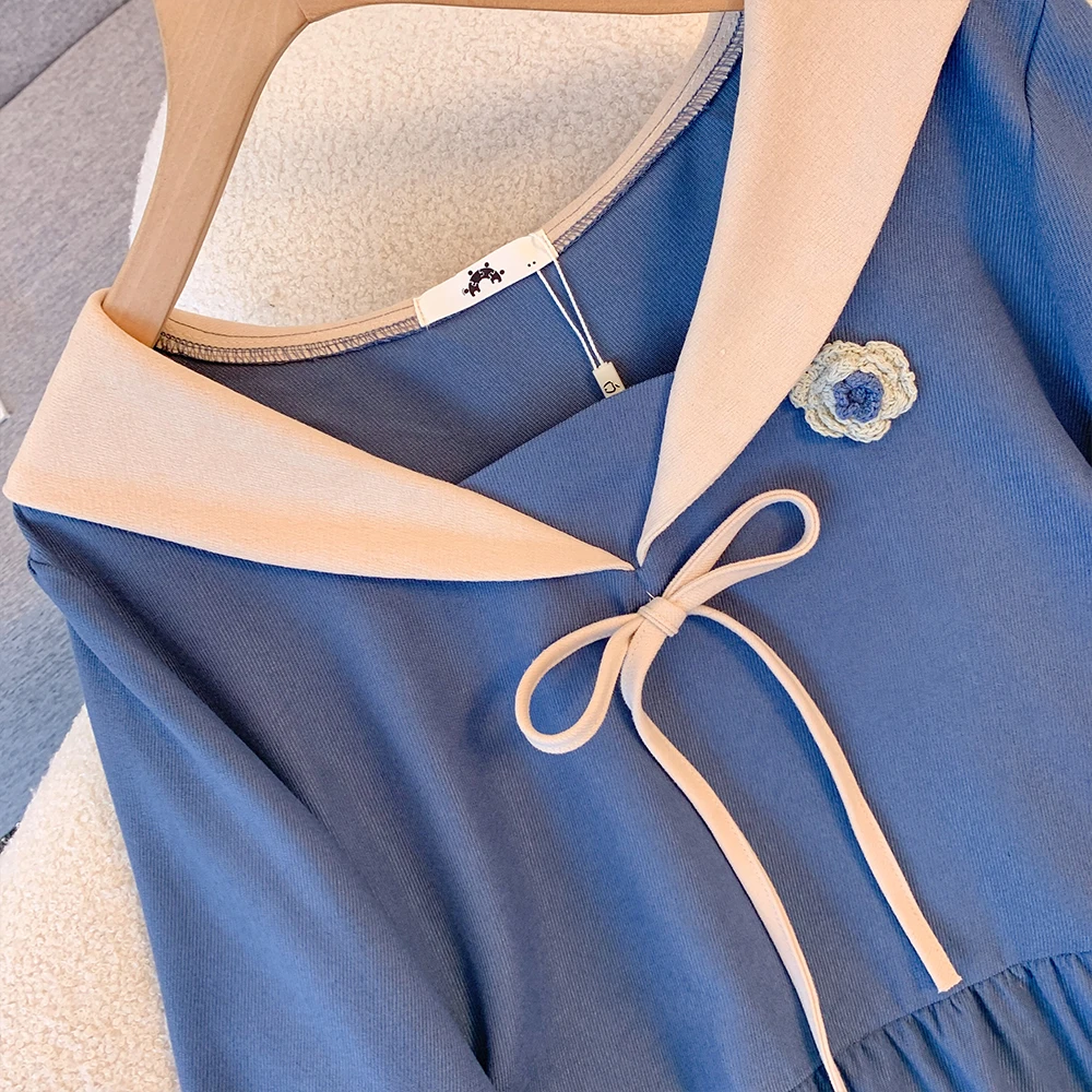 Женское весенне-осеннее новое повседневное свободное платье больших размеров с