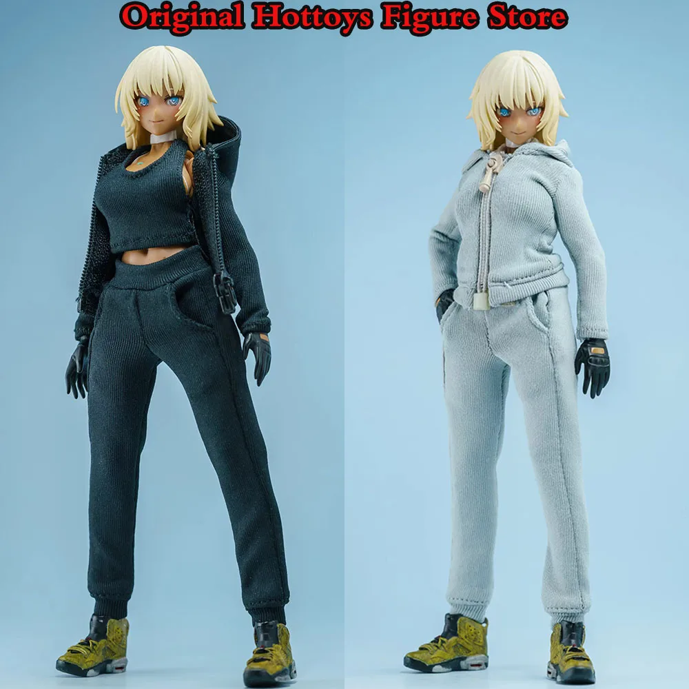 

1/12 Scale Female Soldier Clothing Slim Zippered Short Vest Hoodie Leisure Versatile Pants For 6-inch Action Figure Toys