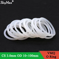 10pcs vmq o ring seal gasket thickness cs 3mm od 10100mm silicone rubber insulated waterproof washer round shape white nontoxi