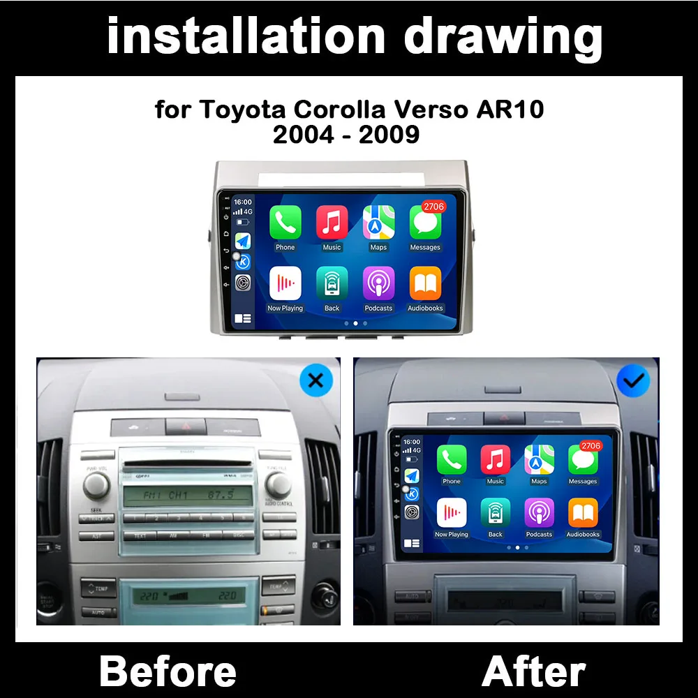 GPS Navi Для Toyota Corolla Verso AR10 2004-2009 Android Авто Мультимедийный Плеер 2.5D Сенсорный Экран BT
