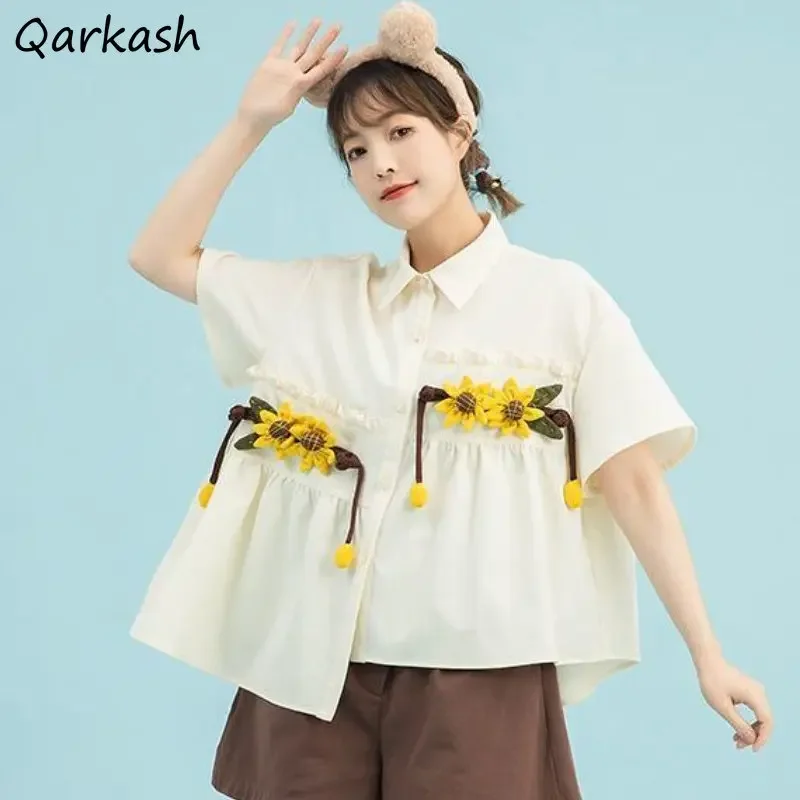 Рубашки женские Kawaii одежда летние асимметричные милые девичьи подростковые