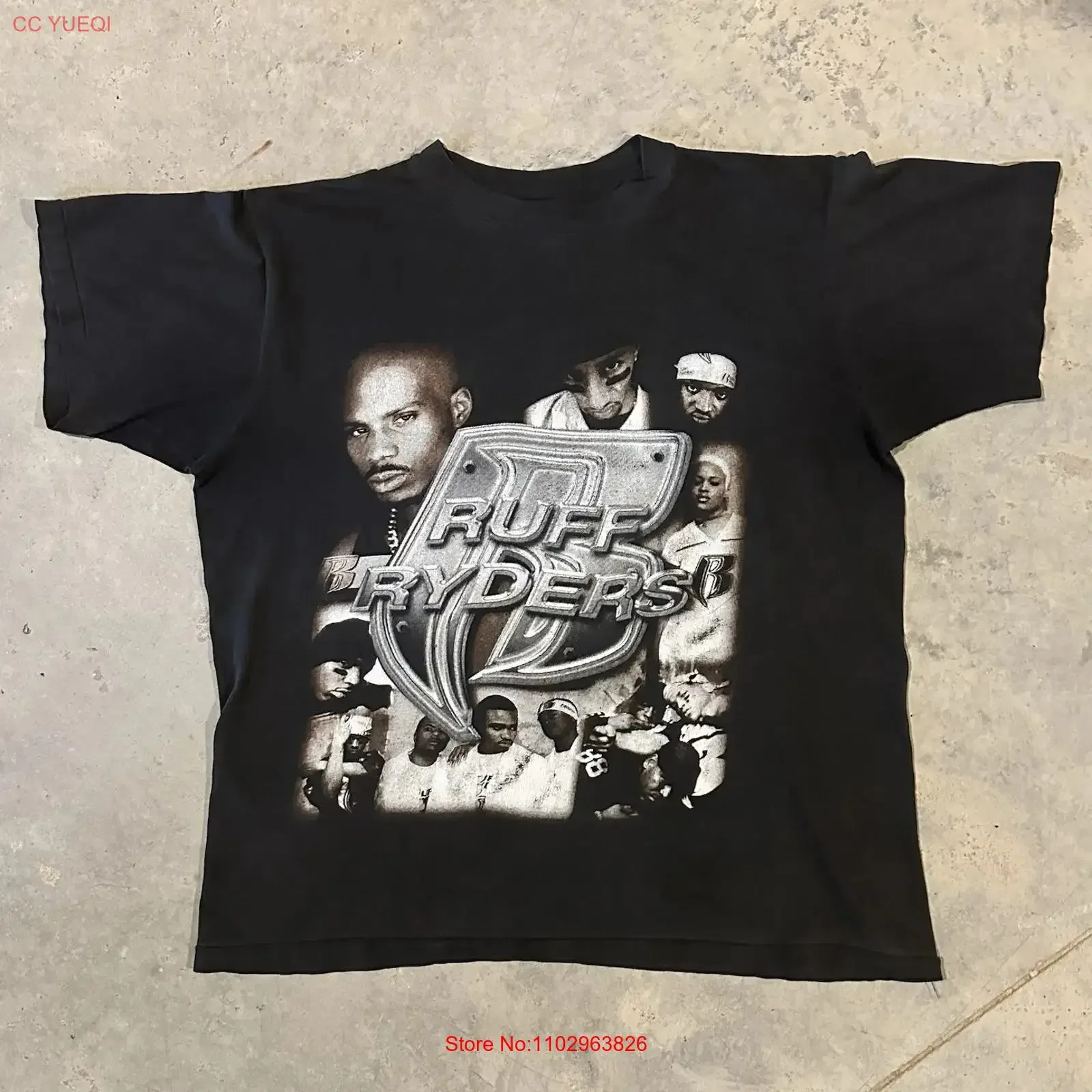 Фото Винтажная футболка Ruff Ryders Cash Money Rap DMX Lil Wayne Mannie Fresh, редкая, размер L, винтажная, с эффектом потертости, дизайнерская одежда в стиле стритвир №1