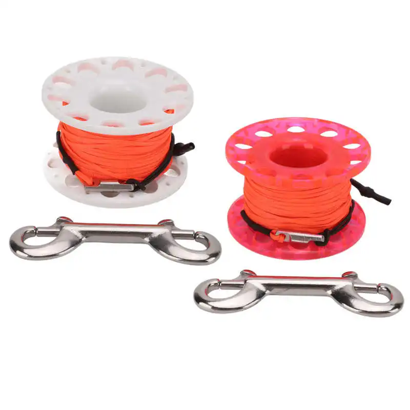 Finger Reel Diving Spool with Stainless Steel Clip 30m Orange Line for Underwater Cave Wreck Exploration Fishing