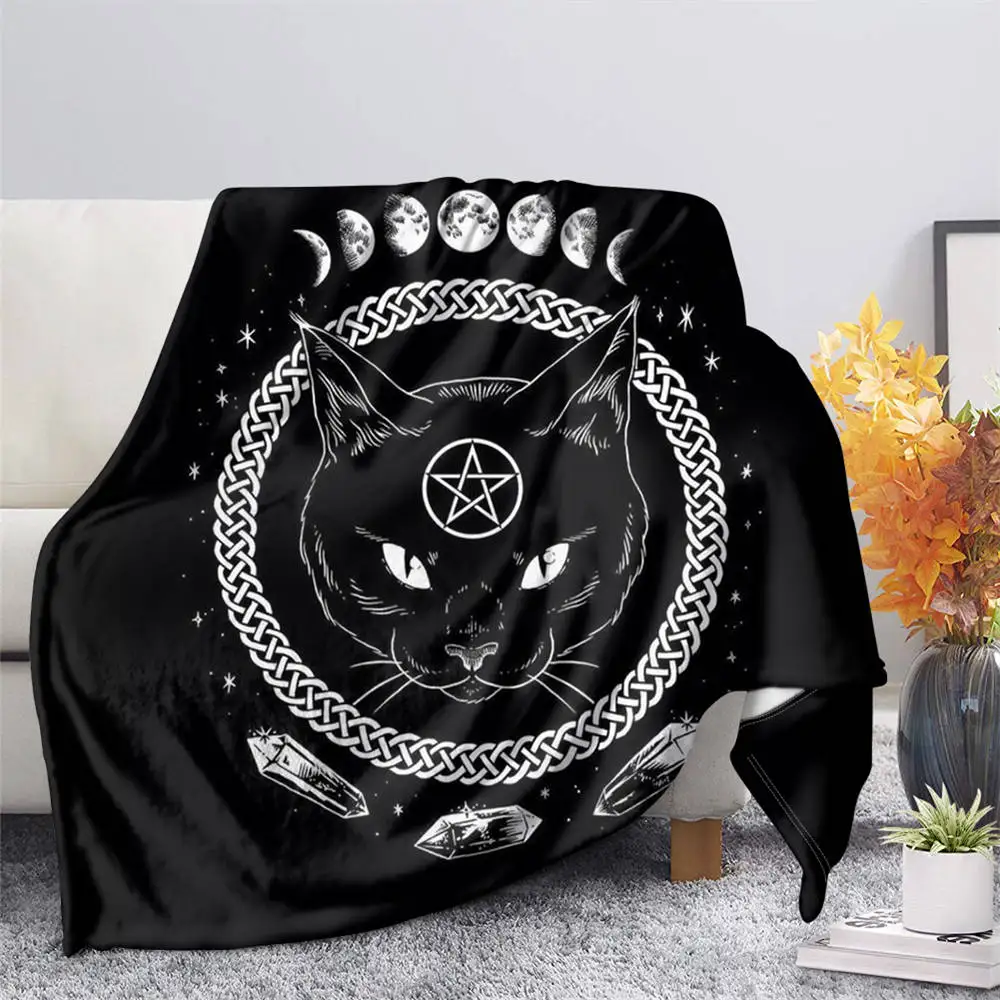 

TOADDMOS Witchcraft Blessing Cat Plush Throw Blanket for Bedroom Throw Blankets Special Holiday Gifts for Teenager Adluts Decor