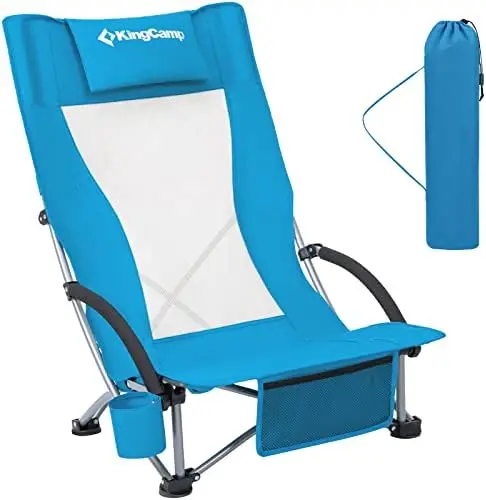 

Пляжные стулья-слинги, складной стул с высокой сеткой и откидывающейся спинкой для взрослых, с подголовником, подстаканником, подлокотником с мягкой подкладкой для переноски сумок и песка