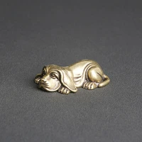 antique brass dog fun desktop ornament zodiac dog lying dog office tea pet ornament