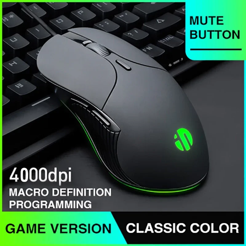 

Profession Gaming Mouse Colorful Luminous Gaming Mouse Macro Definition 6 Buttons 4000 DPI LED Optical USB Computer Mouse