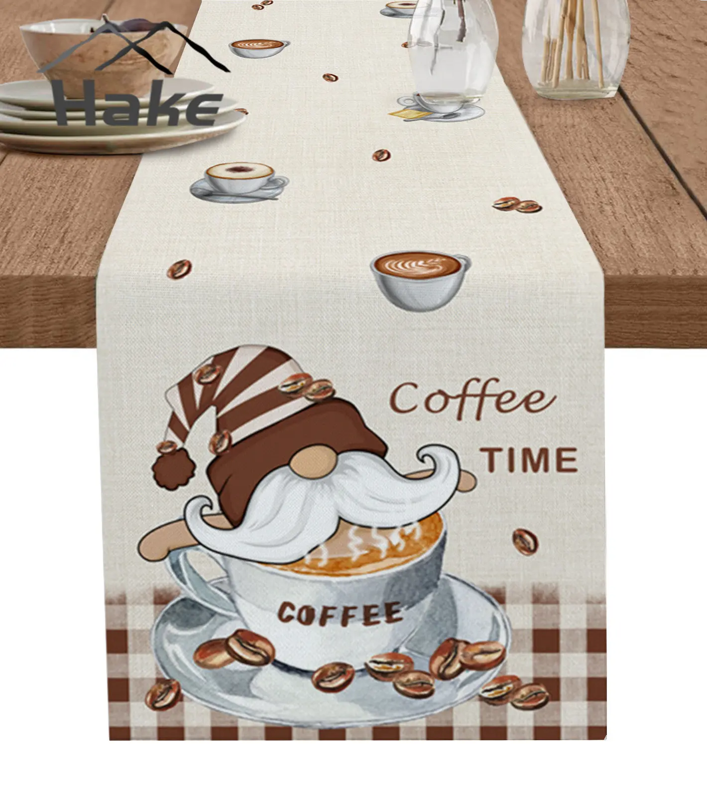 

Coffee Dwarf Coffee Beans Table Runner Wedding Table Decor Tablecloth Holiday Dining Decor Cotton Linen Table Runner