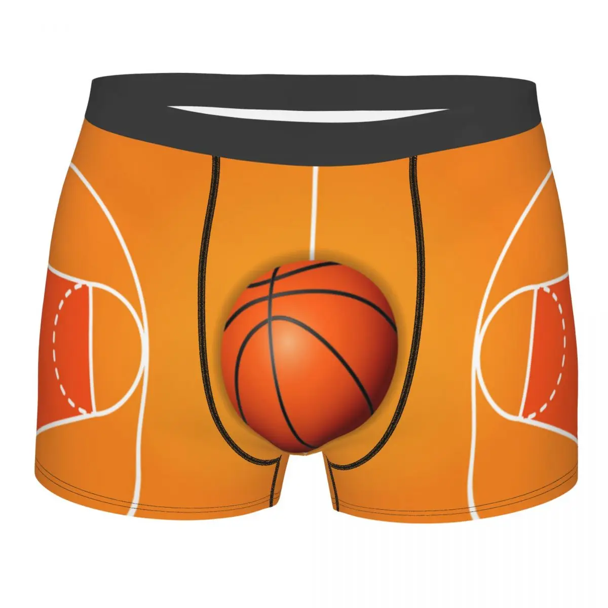 

Men's Underwear Underpants Flat Basketball Field Top View Of Basketball Court Men Boxer Shorts Elastic Male Panties