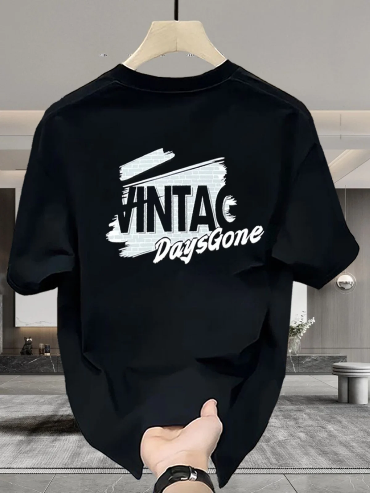 Combed Pure Cotton Short sleeve T-shirt Men's 2024 New Summer 260G Heavy Double Yarn Fashion Brand Loose Print