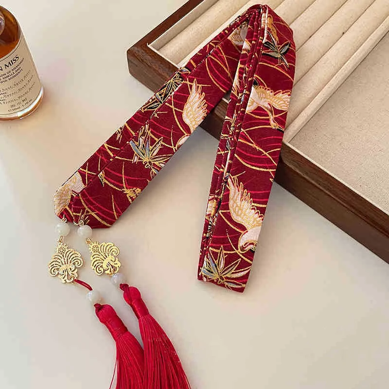 Ретро китайская повязка для волос Hanfu с кисточками головной убор женская и