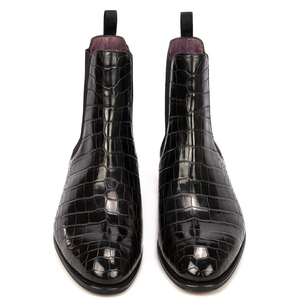 Crocodile High-top Print Chelsea Boots for Men Shoes Chelsea Boots Cowboy Boots  Men Shoes  Ankle Boots Platform Boots Men Boot