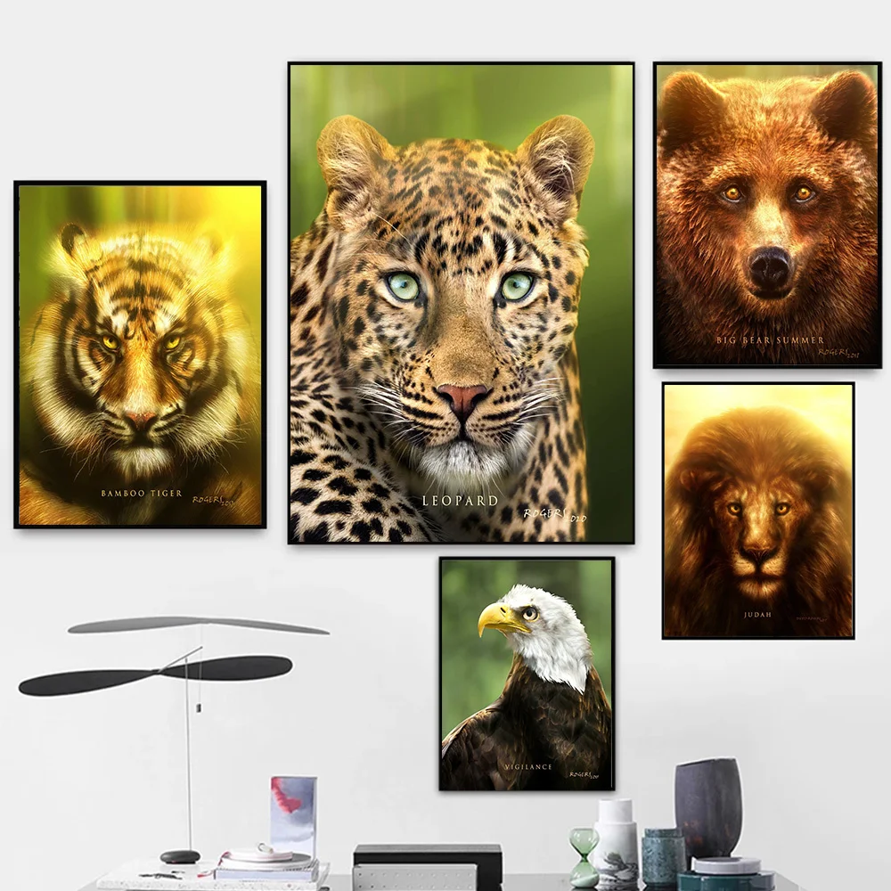 

Lion Cheetah Tiger Canvas Painting Living Room Bedroom Wall Art Animals Portrait Poster Pictures Modern Gifts Home Decor Cuadros