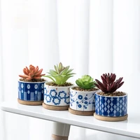 japanese style succulent ceramic flowerpot with bottom cushion desktop decorative flowerpot plant balcony succulent pottery