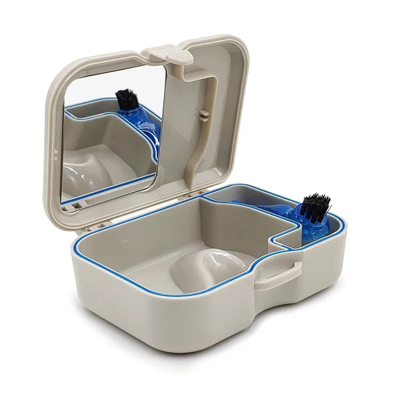 Denture Bath Box Organizer Dental False Teeth Storage Container Cleaning Cases Artificial Tooth Care Oral Hygiene For Elder