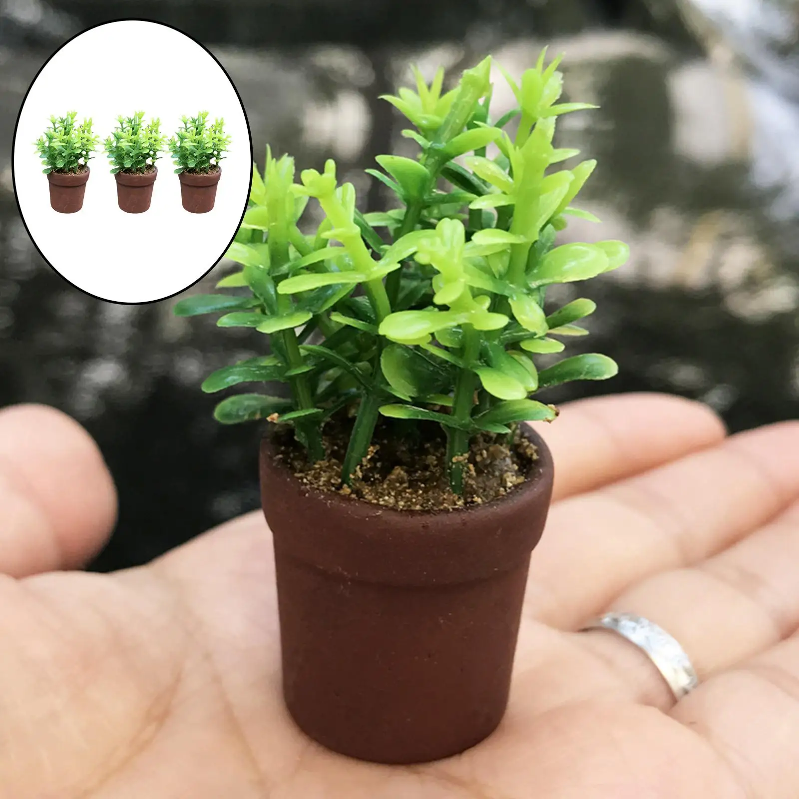 

3 Pieces 1:12 Green Mini Tree Potted Balcony Life Scene Bedroom Home Decor