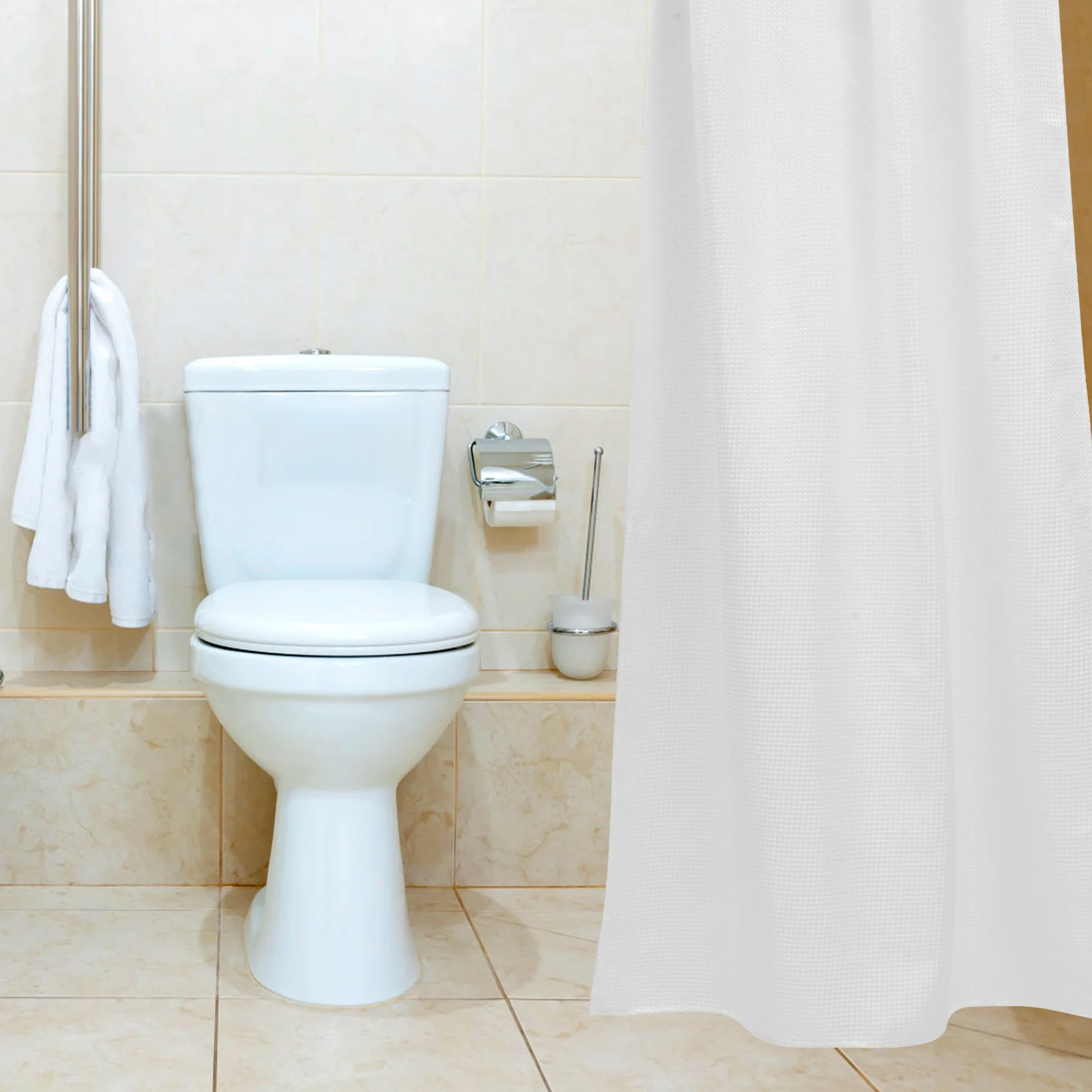 

Plain Color Bathroom Decorative Curtain Waterproof Hanging Shower Curtain with Hooks