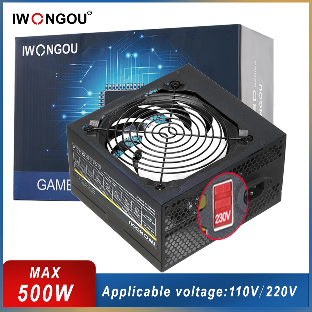 IWONGOU PC Power Supply Unit 500 Watt MAX For Gaming Desktop Computer 24pin 12v Atx 500w Source GAMESD500 PSU