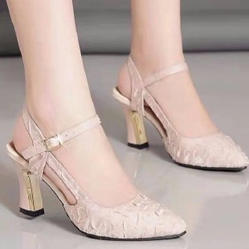 

Босоножки женские однотонные на толстом каблуке и высоком каблуке, с пряжкой