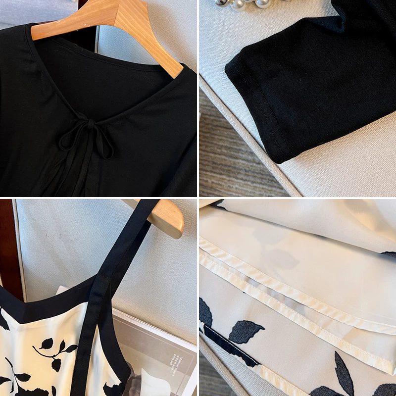 Летний комплект из двух предметов для женщин солнцезащитные кофты и черные белые