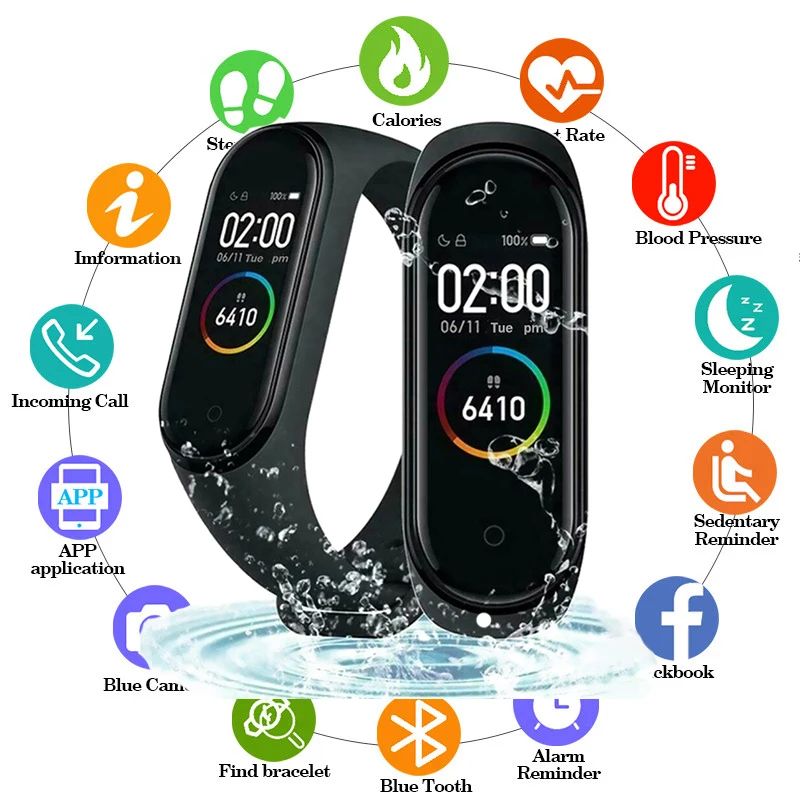 

Reloj M4 Men Women New Smart High Quality Smart band Sport Blood Pressure Heart Rate Monitor Waterproof Fitness Smart Watch 2023