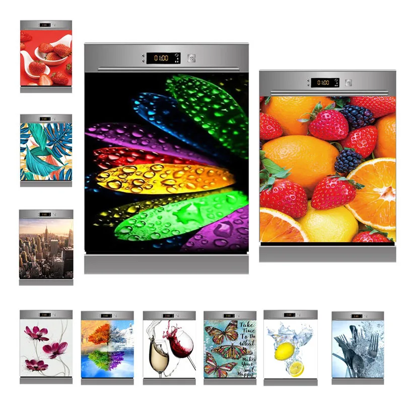 

Kitchen Decoration Dishwasher Sticker Orange Strawberry Fruit Wall Sticker Adhesive Removable Cabinet Door Decals DIY Home Decor