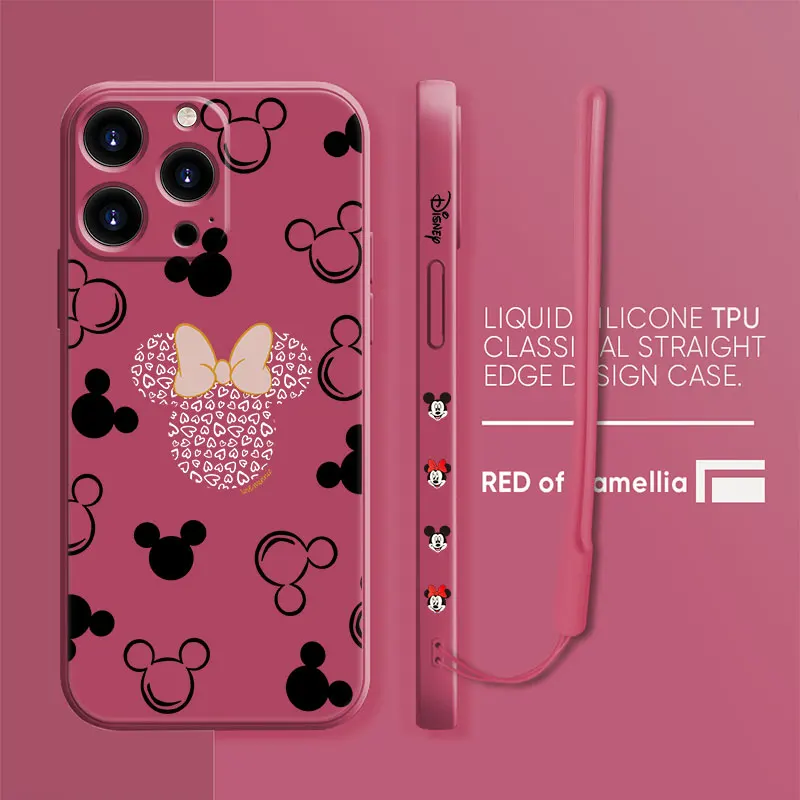 

Celular Style Bag Liquid Case for Apple iPhone 13 12 11 Pro Max XS 7 8 Plus XR SE Soft Disney Mickey Minnie White Gold Print