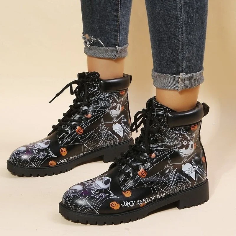 

COZOK New wowen Boots Women's Autumn Boots Flat Women's Shoes Printing High-top Low-heel Comfortable Large Size Women's Boots