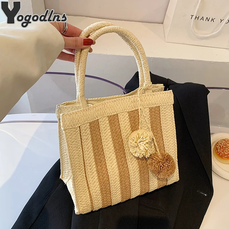

Straw Woven Bag Women Bohemia Beach Bag Handmade Wicker Woven Summer Shopper Tote Large Capacity Rattan Shoulder Bag Handbag