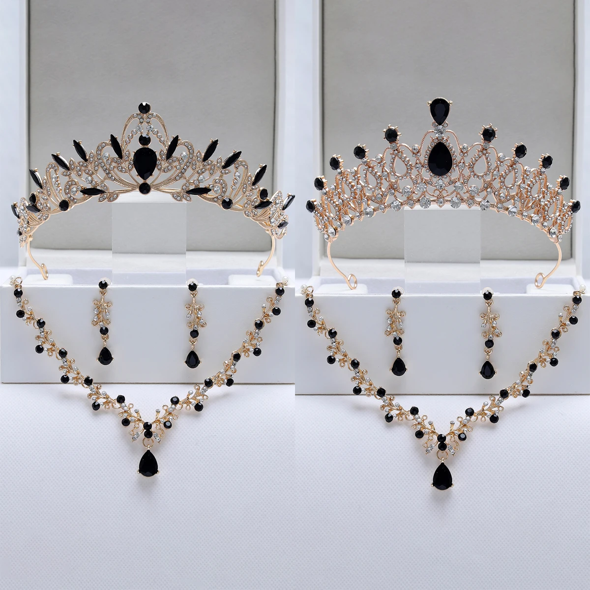 Itacazzo Модный свадебный набор ювелирных изделий Черная Корона/ожерелье Подходит