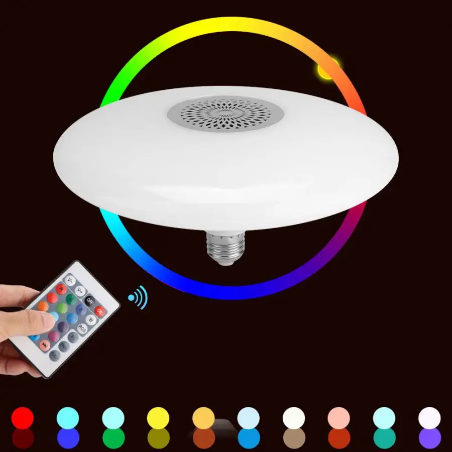 Умная музыкальсветильник светодиодная лампа RGB + белая НЛО с Bluetooth динамиком E27